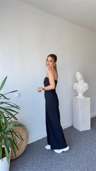 Straplez Paraşüt Siyah Tulum