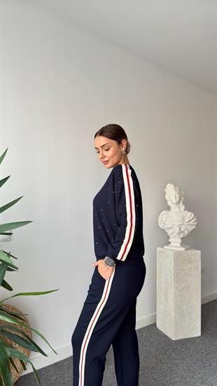 Ferica Taş Detaylı Şeritli Modal Takım 