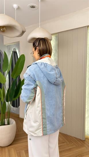 Ribana Yaka Denim Mix Tasarım Ceket