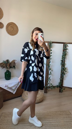 Dalmaçya Desen Siyah Tshirt