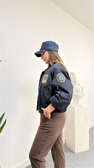 Pinka Etiket Detaylı Lacivert Bomber Ceket