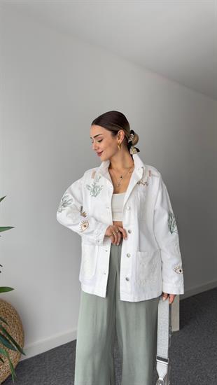 Lasco Zra Model Nakışlı Ekru Ceket