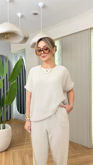 Jaker Taş Rengi Keten Salaş Takım ( ÖN SİPARİŞ ÜRÜNÜ )