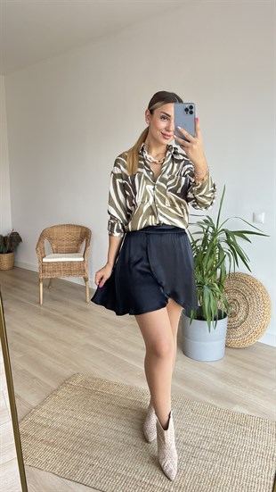 Siyah Saten Şort Etek