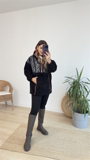 Pembe Kapitone Detaylı Peluş Sweat