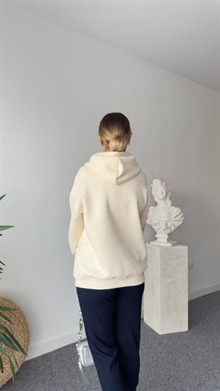 Skylar Kot Üzeri İşleme Detay Bej Sweatshirt