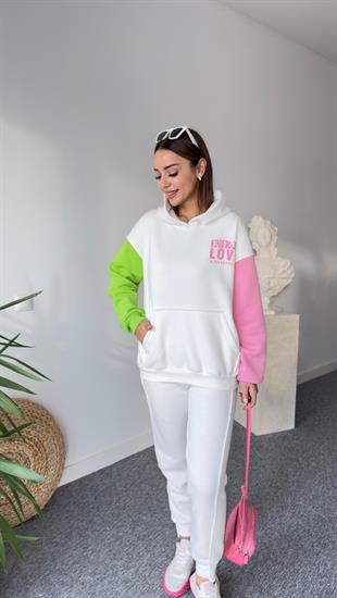 Kollar Renkli Sırt Yazı Detay Sweatshirt 