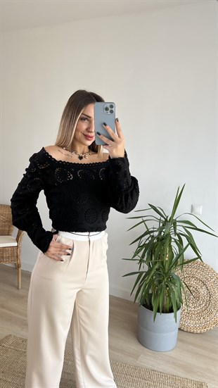 Tasarım Siyah Fisto Bluz 