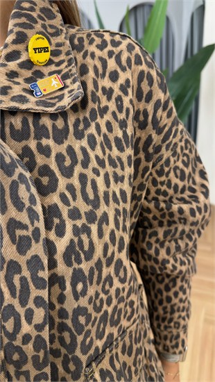 Aksesuar Detaylı Leopar Desen Ceket ( ÖN SİPARİŞ ÜRÜNÜ )