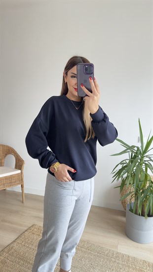 Modal Kumaş Lacivert Basic Sweat