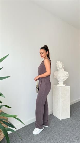 Kahve  Clare Yelekli Tensel Takım