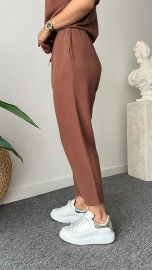 Kahve Jaker  Keten Salaş Takım