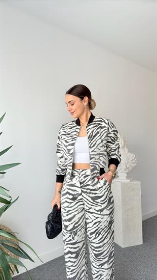 Parle Zebra Desenli Bomber Ceket