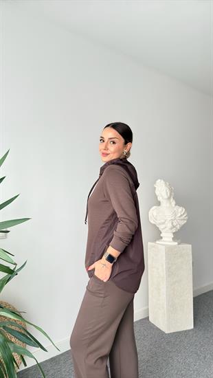 Kahve Soleda Paraşüt Detaylı Modal Takım 