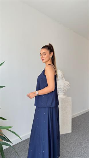 Laci Kuşgözü Detaylı Etekli Bluz Takım