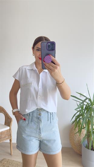 Eliza Cep Kapağı Taşlı Gömlek