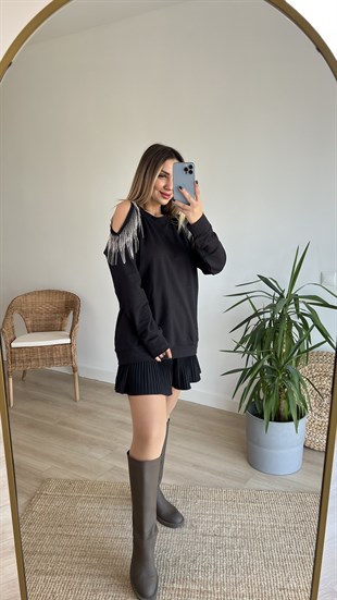 Omzu Pencere Ve Zincir detaylı Tasarım Sweat