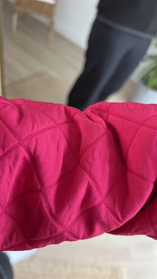  Kolları Pembe Kapitone Tasarım Sweat