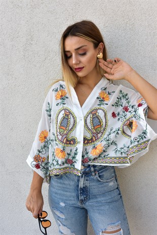 Zara Model Nakışlı Gömlek 