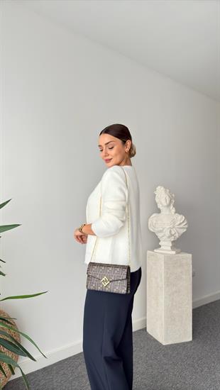 Massi Gold Düğmeli Ekru Hırka 