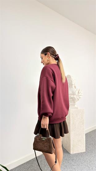 Vintage Wild Yazılı Bordo Sweatshirt