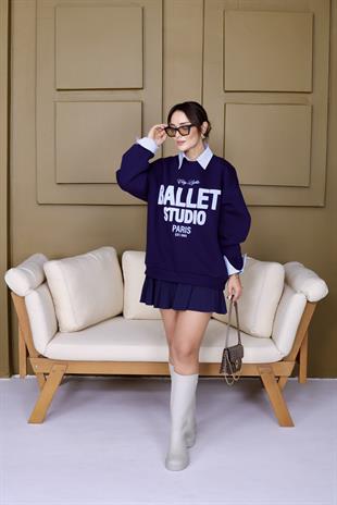 Ballet Yazılı Gömlek Detaylı Laci Sweatshirt