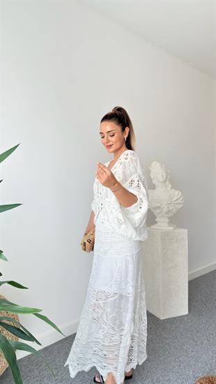 Luwre Tasarım Dantel Detaylı Bluz