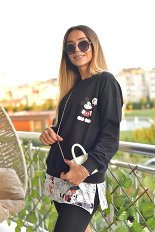 Siyah Tshirt Detaylı Mickey