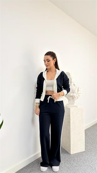 Lacivert Stiva Kapüşonlu Sweat Takım
