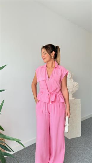Pembe Porle Bel Büzgülü Tensel Takım