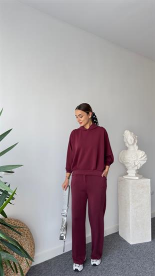 Datu Çıtçıtlı Bordo Modal Takım
