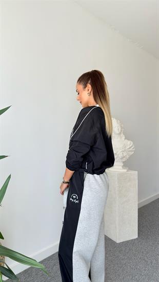 Youne V Yaka Yazılı Paraşüt Sweatshirt