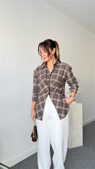 Kahve Neu Tasarım Ekose Gömlek