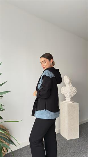 Siyah Mers Kot Detaylı Takım