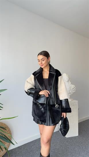 Cherva Tws Model Deri Detaylı Tasarım Peluş Mont 