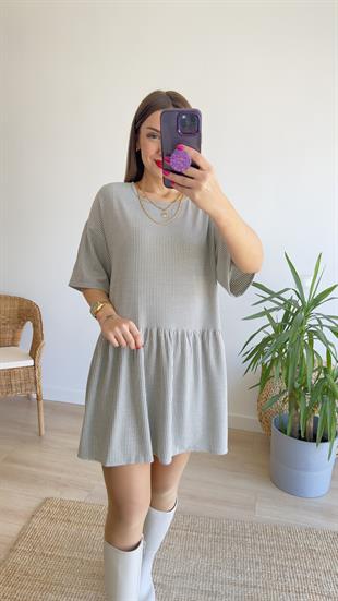 Çizgili Salaş Basic Elbise 