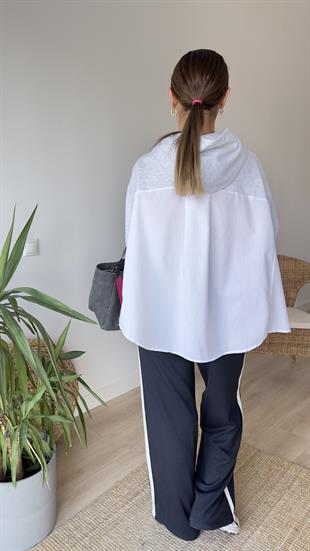 Zra Model Sırtı Poplin Kapüşonlu Gri Sweat