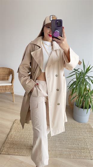 Çift Renk Tasarım Trençkot