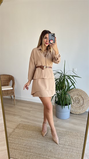 Kat Kat Camel Uzun Kol Elbise