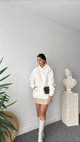 Lagos Sırt Leopar Detaylı Beyaz Sweatshirt