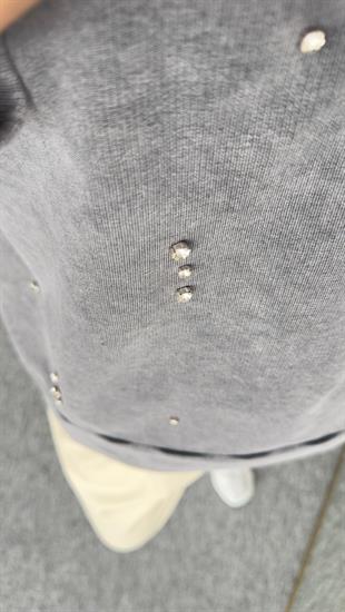 Orj Model Taş Detay Yıkamalı Sweat