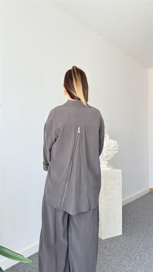 Haki Zegan Sırt Fermuarlı Tensel Takım