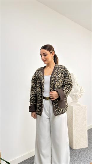 Trow Çift Taraflı Leopar Detaylı Ceket