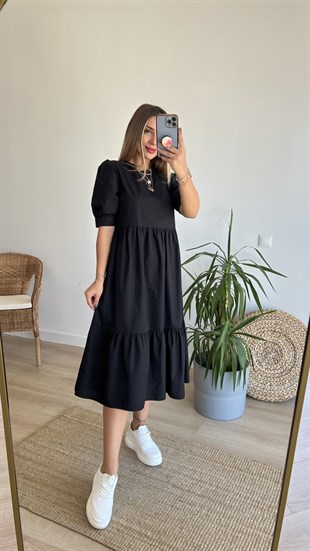 Bebe Siyah Poplin Elbise 