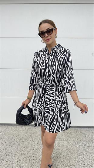 Peris Zebra Desen Gömlek Elbise 