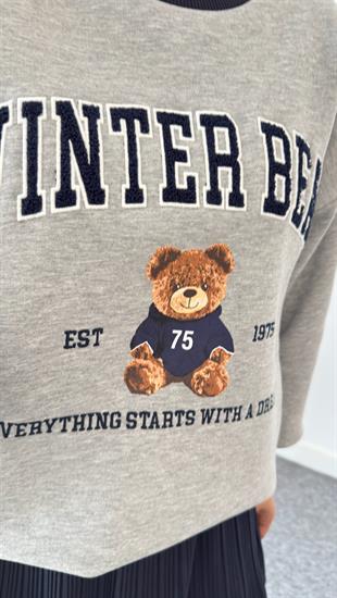 Rundo Ayıcık Detaylı Gri Sweatshirt