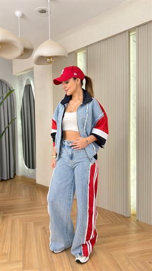 Kırmızı Porsha Paraşüt Detaylı Tasarım Jean Takım