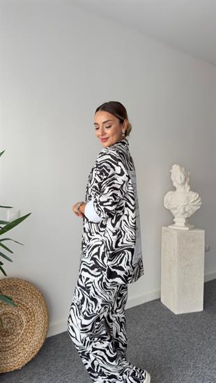 Wayne Sırt Etiket Detaylı Zebra Blazer 