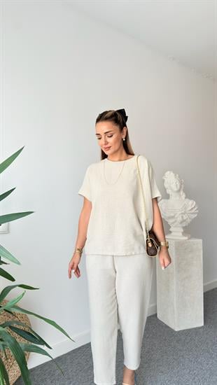 Jaker Taş Rengi Keten Salaş Takım ( ÖN SİPARİŞ ÜRÜNÜ )