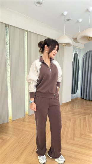 Kahve Nelia Paraşüt Detaylı Modal Takım